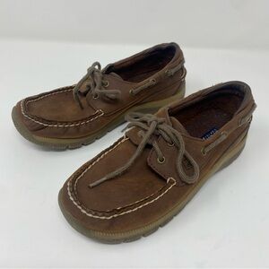 Sperry Top Slider Loafers Kids Size 2 Brown Boat Shoes